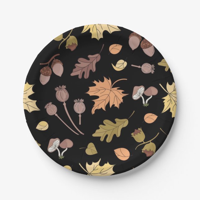 Autumn pattern paper plate (Front)