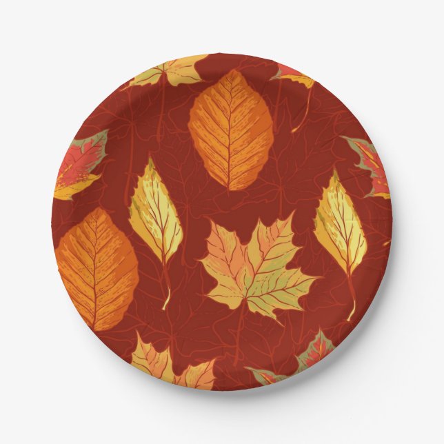 Autumn pattern paper plate (Front)