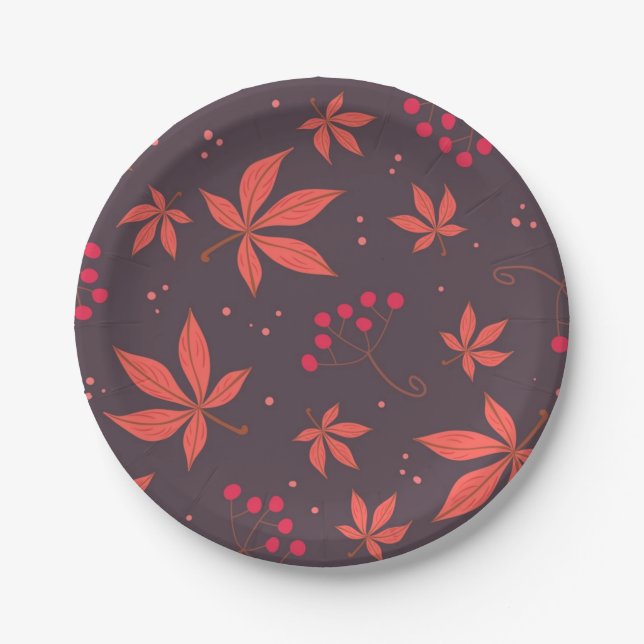 Autumn pattern paper plate (Front)
