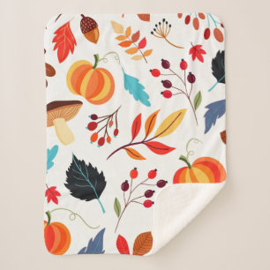 Autumn Pattern Sherpa Blanket