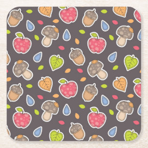autumn pattern square paper coaster