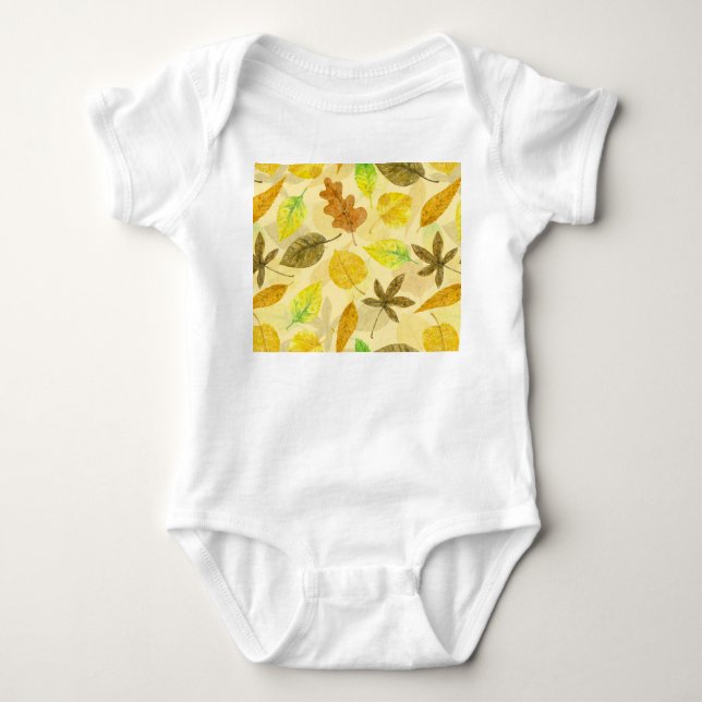 Autumn pattern watercolor 2 baby bodysuit (Front)