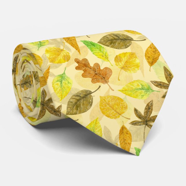 Autumn pattern watercolor 2 neck tie (Rolled)