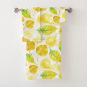 Autumn pattern watercolor bath towel set