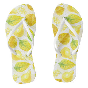 Autumn pattern watercolor flip flops