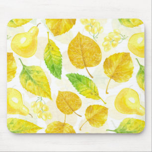 Autumn pattern watercolor mouse mat