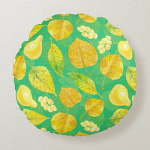 Autumn pattern watercolor round cushion