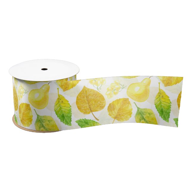 Autumn pattern watercolor satin ribbon (Spool)