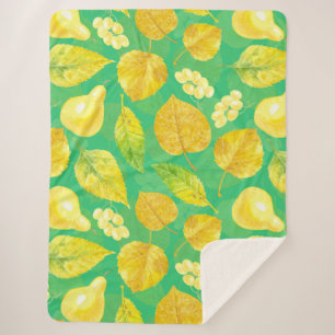 Autumn pattern watercolor sherpa blanket