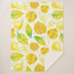 Autumn pattern watercolor sherpa blanket