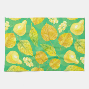 Autumn pattern watercolor tea towel