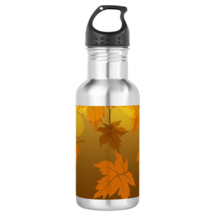 Autumn pattern with falling maple leaves and bokeh 532 ml water bottle