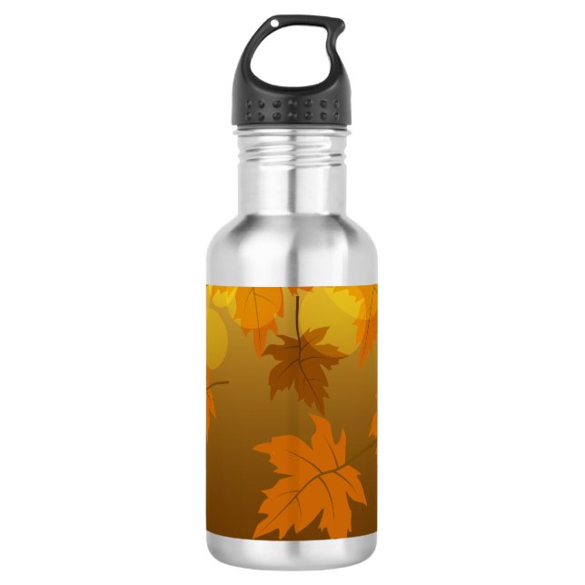 Autumn pattern with falling maple leaves and bokeh 532 ml water bottle (Front)