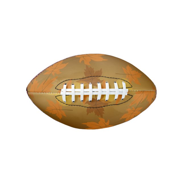 Autumn pattern with falling maple leaves and bokeh american football (Front)