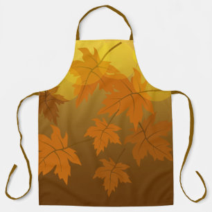 Autumn pattern with falling maple leaves and bokeh apron