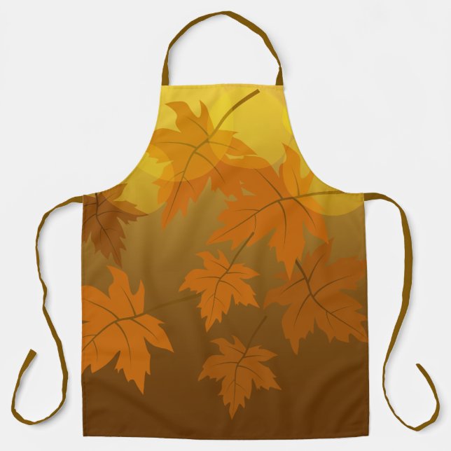 Autumn pattern with falling maple leaves and bokeh apron (Front)