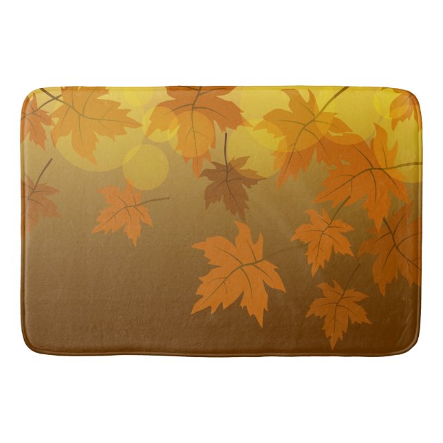 Autumn pattern with falling maple leaves and bokeh bath mat (Front)