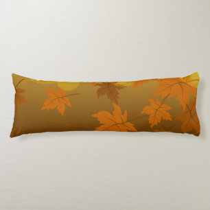 Autumn pattern with falling maple leaves and bokeh body cushion