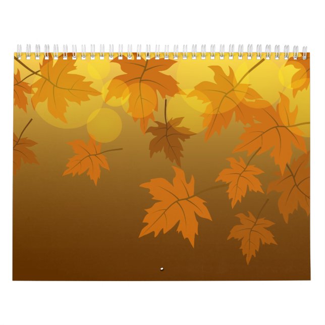 Autumn pattern with falling maple leaves and bokeh calendar (Cover)