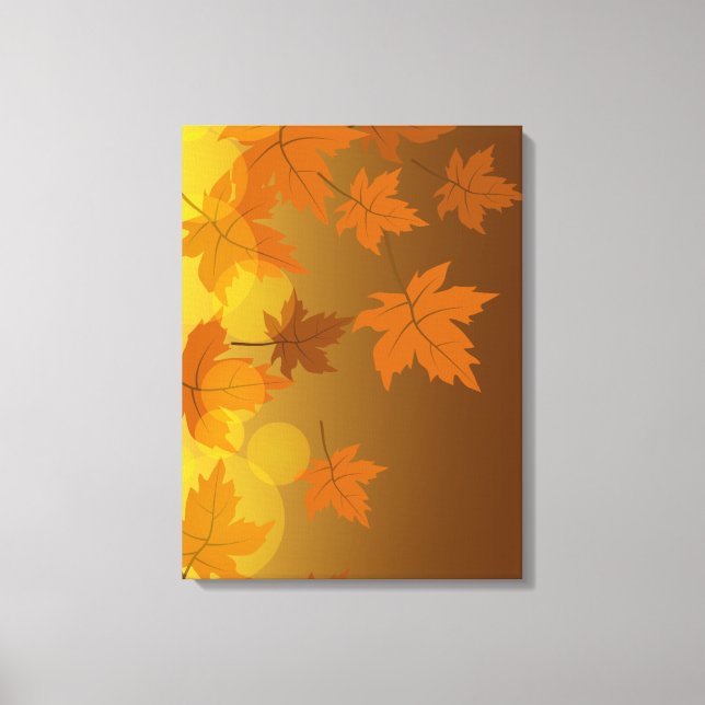Autumn pattern with falling maple leaves and bokeh canvas print (Front)