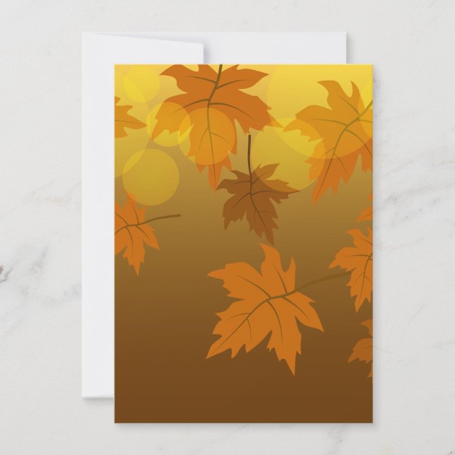 Autumn pattern with falling maple leaves and bokeh card (Front)