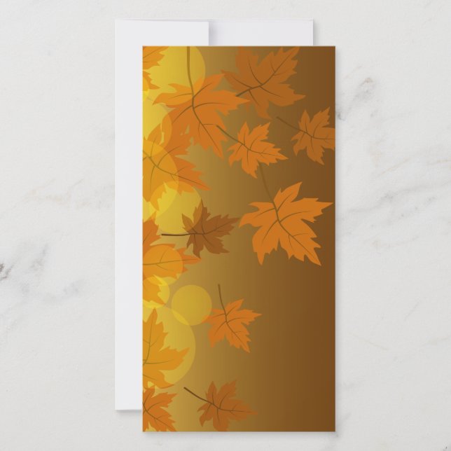 Autumn pattern with falling maple leaves and bokeh card (Front)
