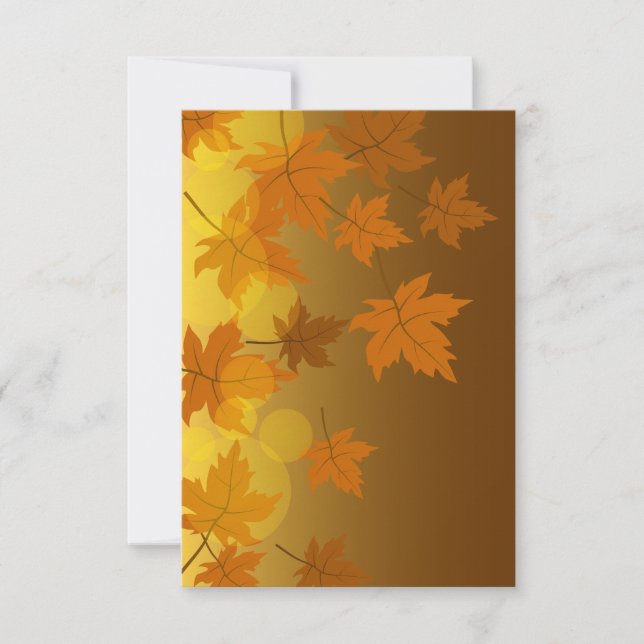 Autumn pattern with falling maple leaves and bokeh card (Front)