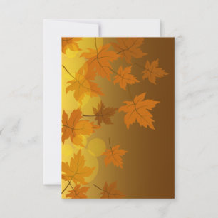 Autumn pattern with falling maple leaves and bokeh card