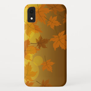Autumn pattern with falling maple leaves and bokeh iPhone XR case