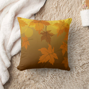 Autumn pattern with falling maple leaves and bokeh cushion