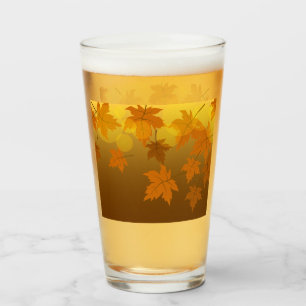 Autumn pattern with falling maple leaves and bokeh glass