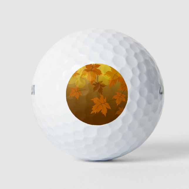Autumn pattern with falling maple leaves and bokeh golf balls (Front)