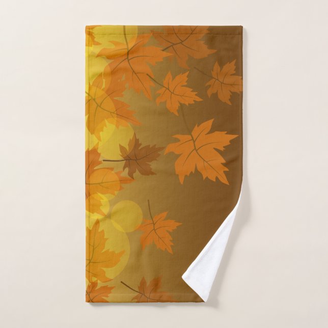 Autumn pattern with falling maple leaves and bokeh hand towel (Hand Towel)