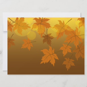 Autumn pattern with falling maple leaves and bokeh invitation