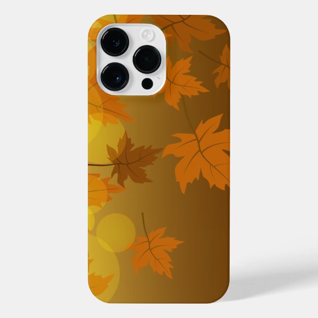 Autumn pattern with falling maple leaves and bokeh iPhone case (Back)
