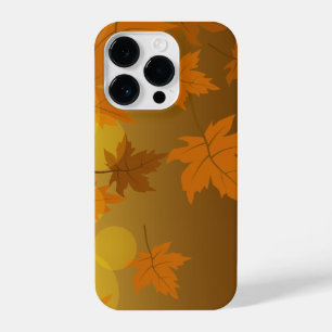 Autumn pattern with falling maple leaves and bokeh iPhone 14 pro case