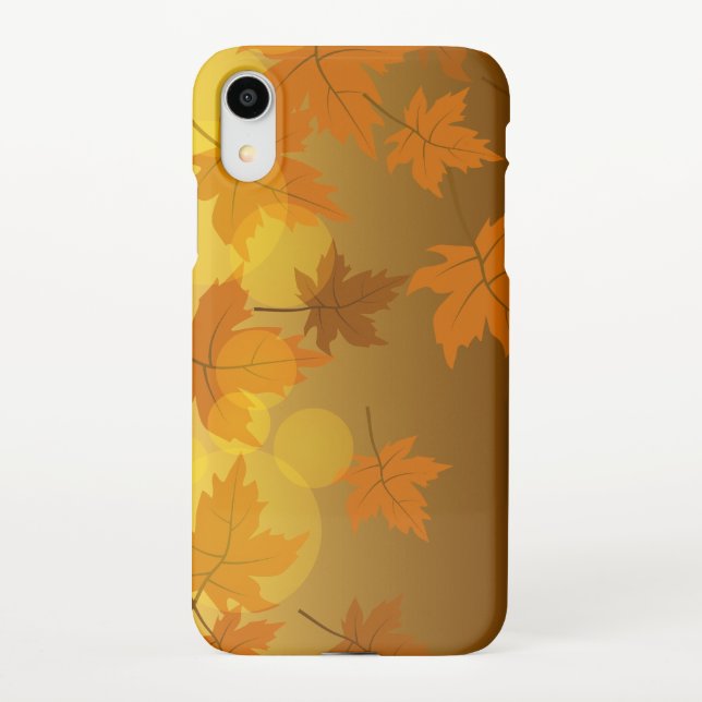 Autumn pattern with falling maple leaves and bokeh iPhone case (Back)