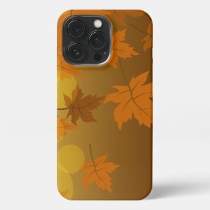 Autumn pattern with falling maple leaves and bokeh iPhone 13 pro case