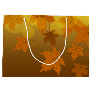 Autumn pattern with falling maple leaves and bokeh large gift bag