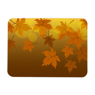 Autumn pattern with falling maple leaves and bokeh magnet