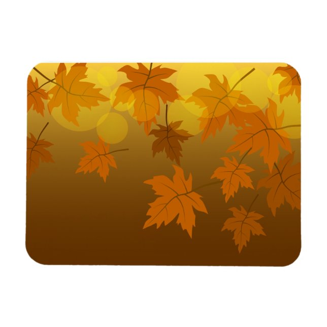 Autumn pattern with falling maple leaves and bokeh magnet (Horizontal)