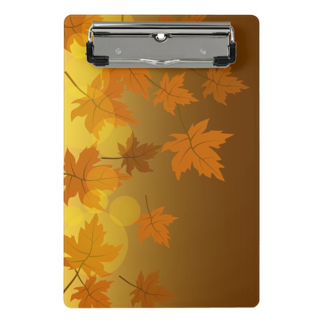 Autumn pattern with falling maple leaves and bokeh mini clipboard (Front)