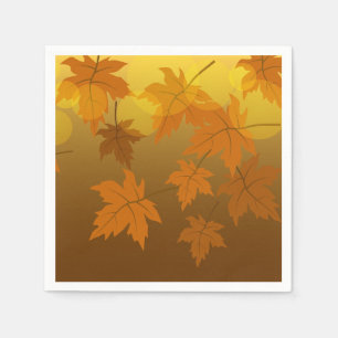 Autumn pattern with falling maple leaves and bokeh napkin