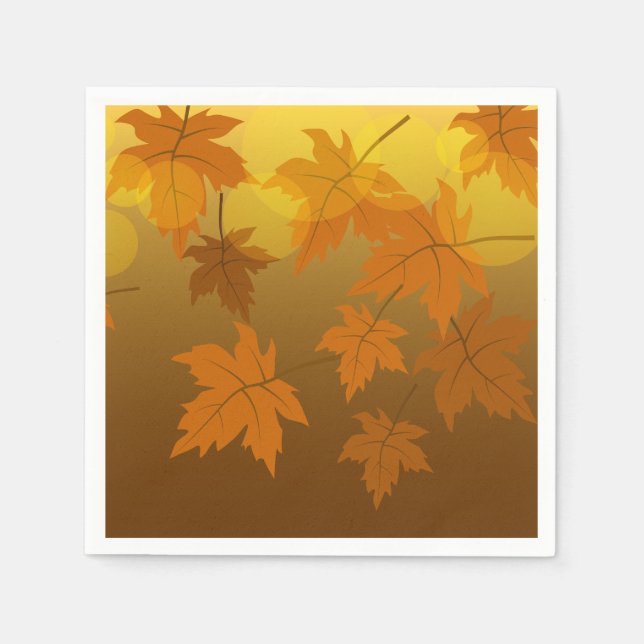 Autumn pattern with falling maple leaves and bokeh napkin (Front)