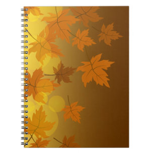 Autumn pattern with falling maple leaves and bokeh notebook
