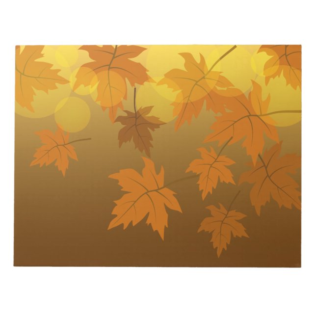 Autumn pattern with falling maple leaves and bokeh notepad (Front)