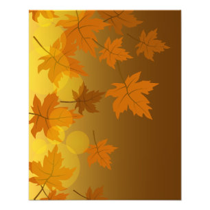 Autumn pattern with falling maple leaves and bokeh photo print