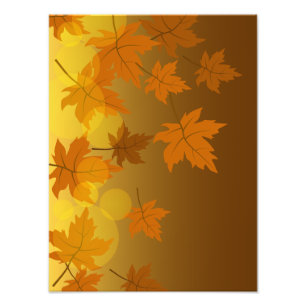 Autumn pattern with falling maple leaves and bokeh photo print