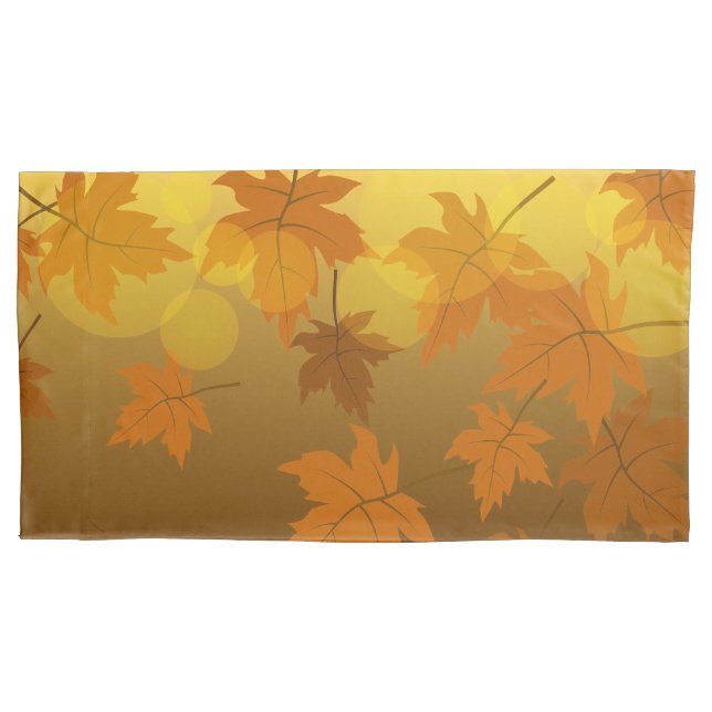 Autumn pattern with falling maple leaves and bokeh pillowcase (Front-Left)