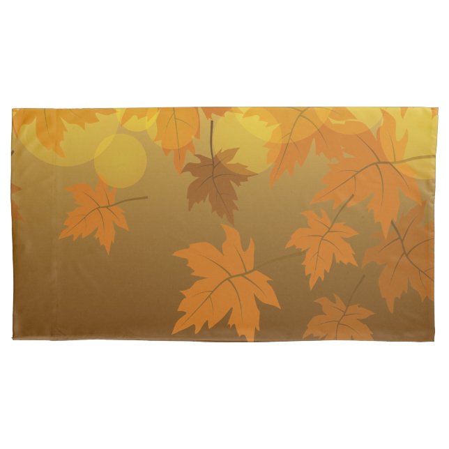 Autumn pattern with falling maple leaves and bokeh pillowcase (Front)